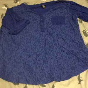 1X blue lace top